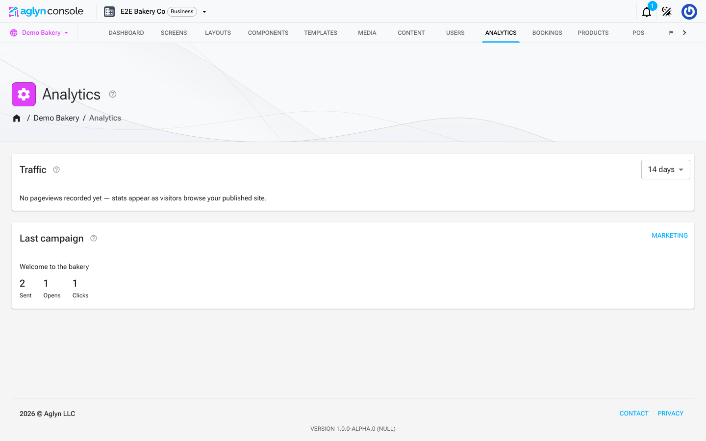 The site analytics page