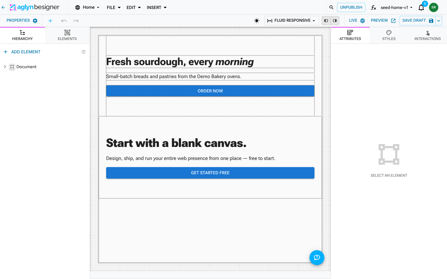The toolbar with the fluid-responsive mode and device previews