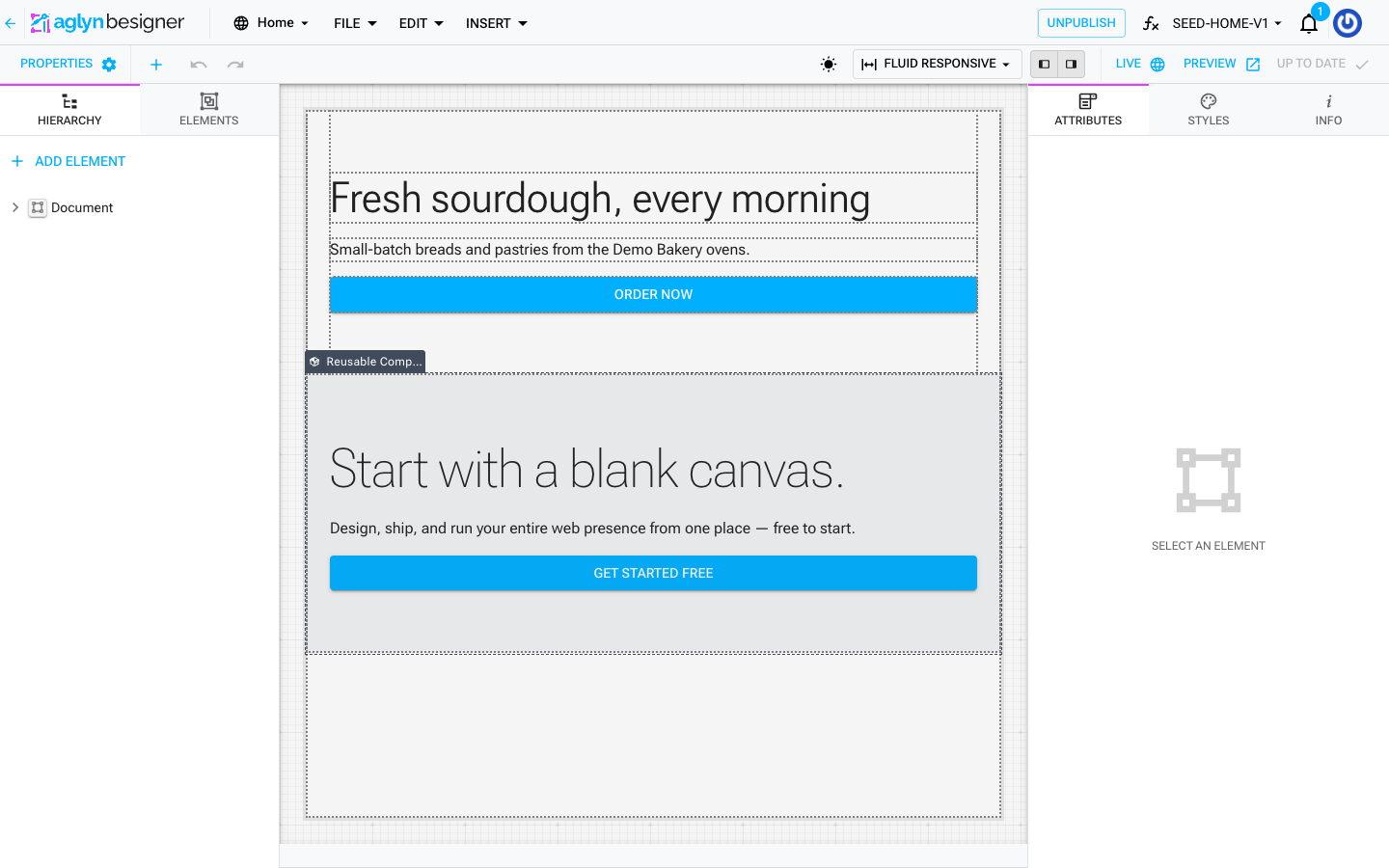 An instance rendering its content on the besigner canvas