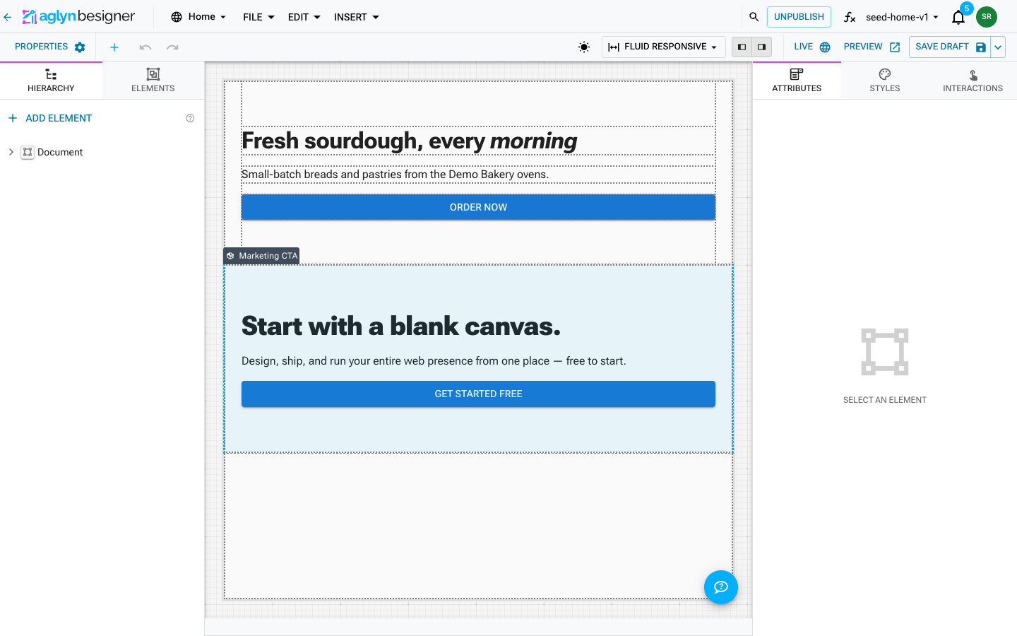 An instance rendering its content on the besigner canvas