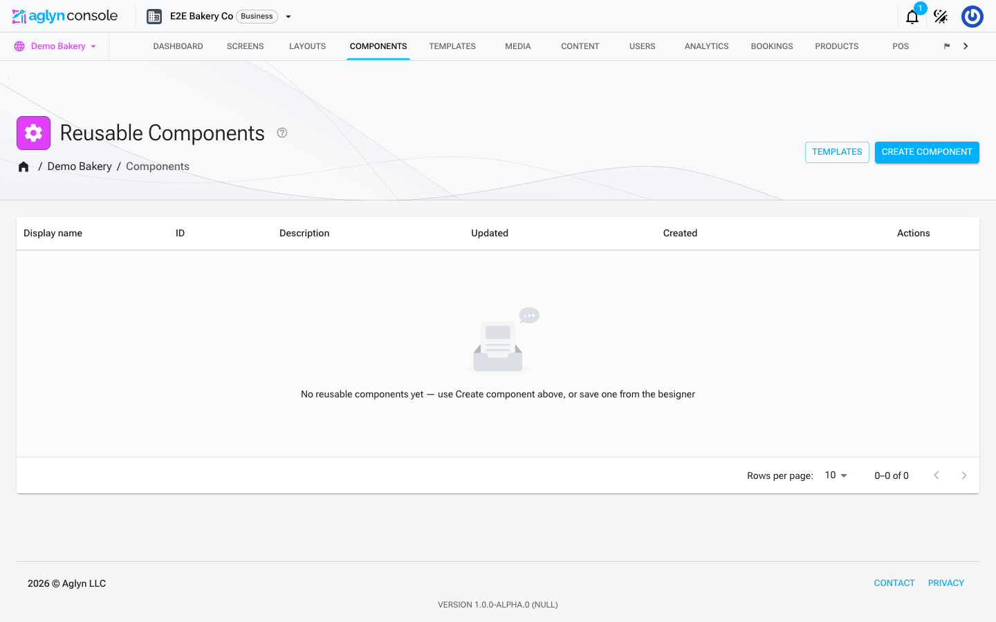 The site's reusable components page