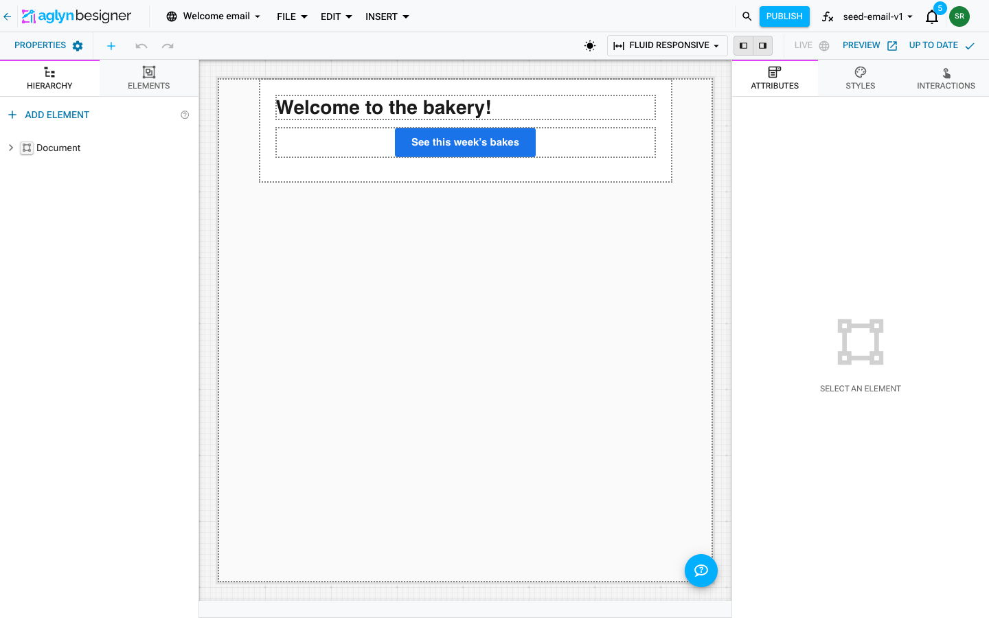 A designed email open in the Besigner