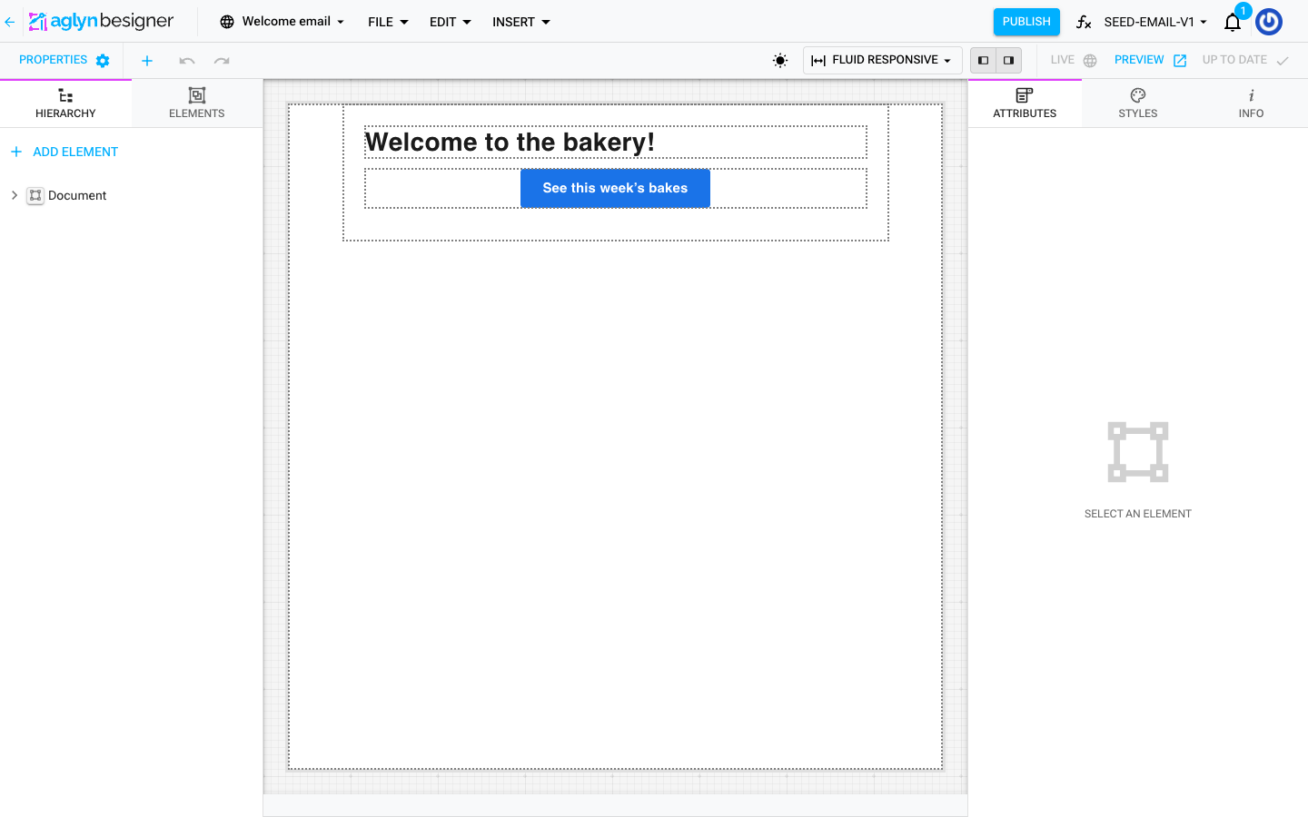 A designed email open in the Besigner