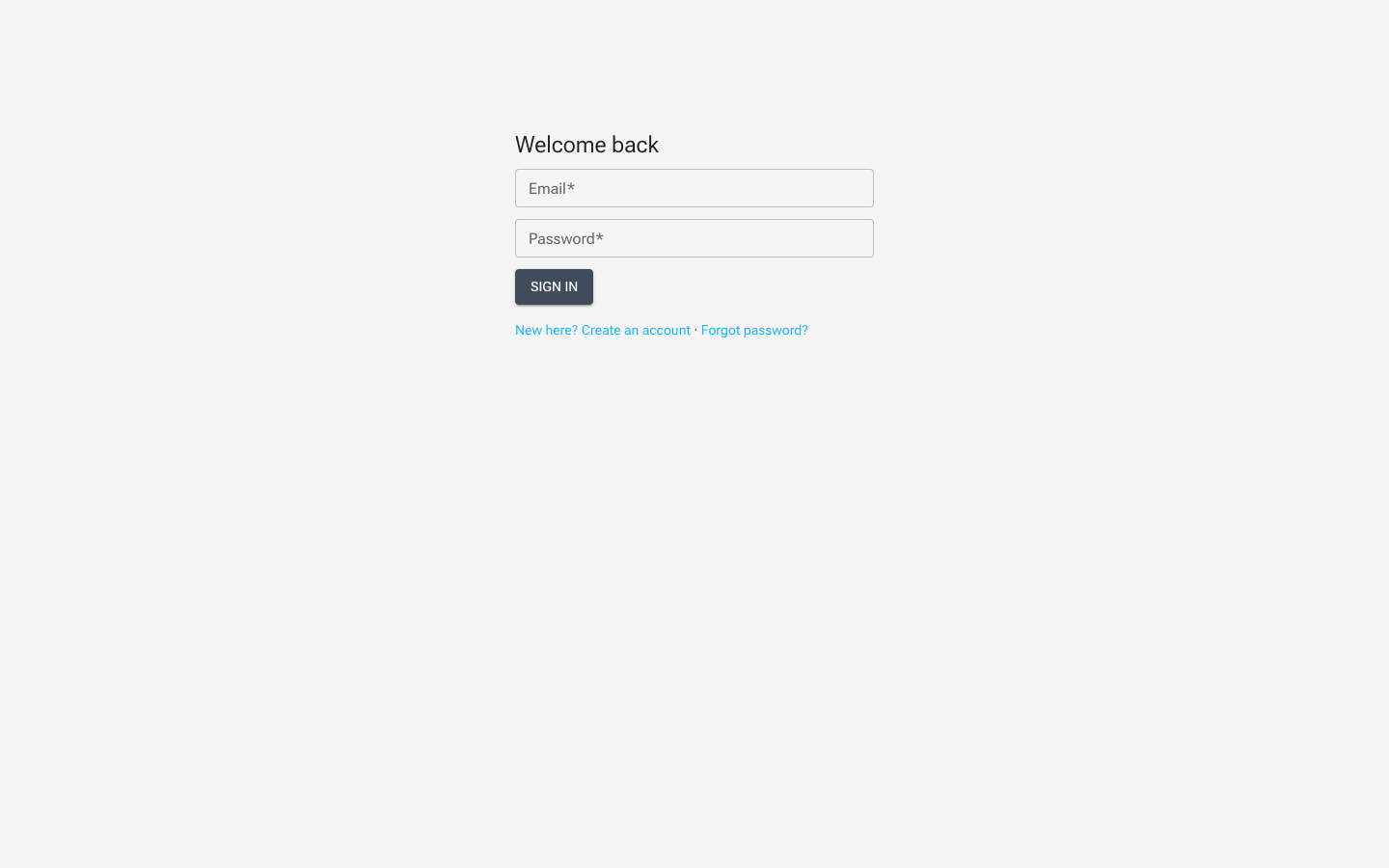 The built-in sign-in page on a published site with email and password fields