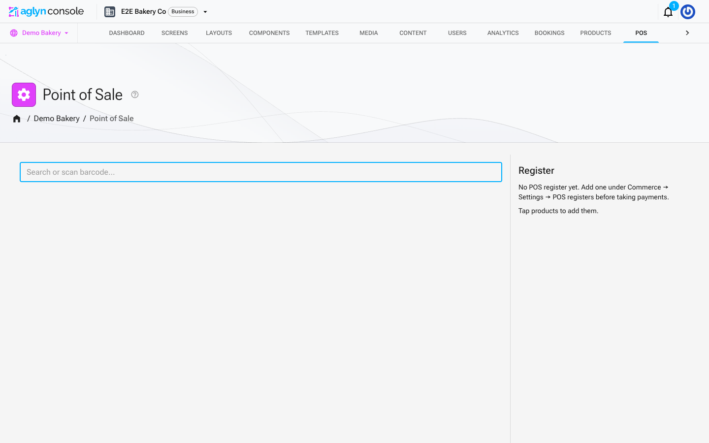 The point-of-sale page
